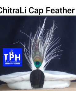 White Chitrali Cap With Feather