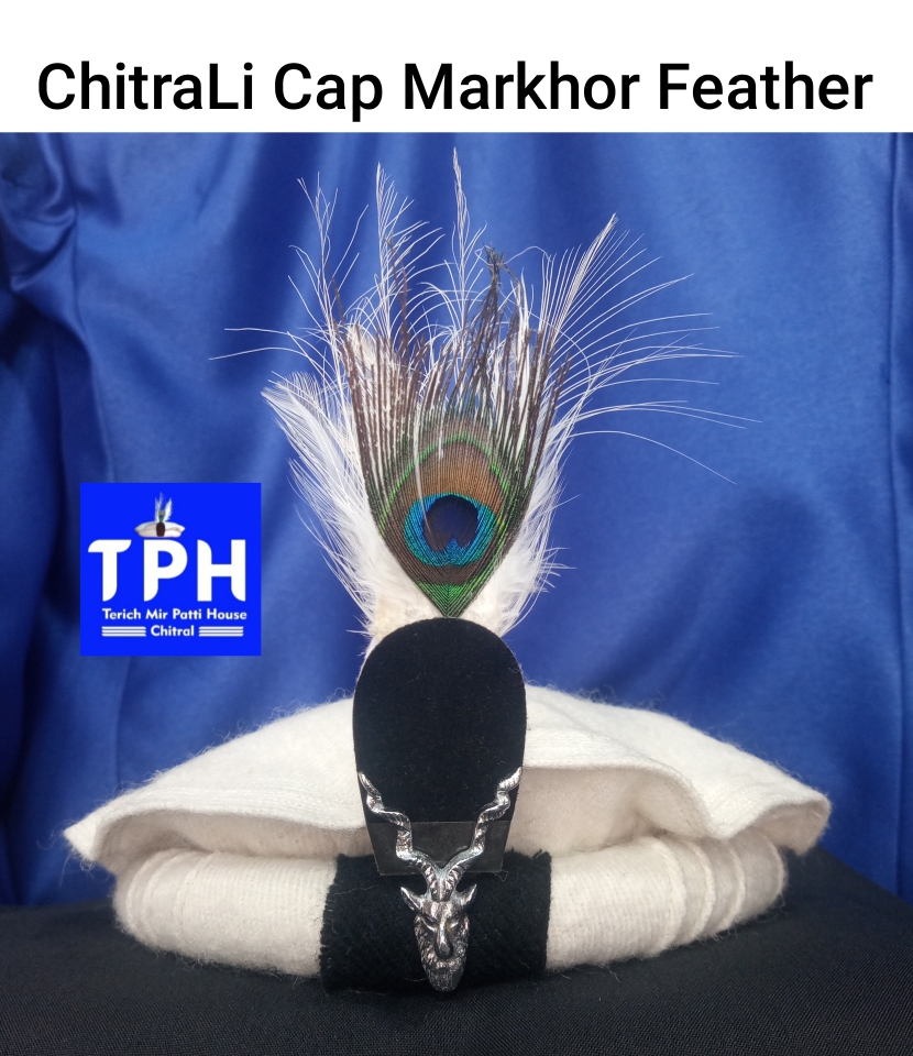 White ChitraLi Cap Markhor Feather