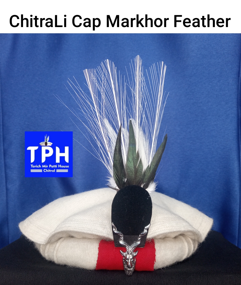 White ChitraLi Cap Markhor Feather