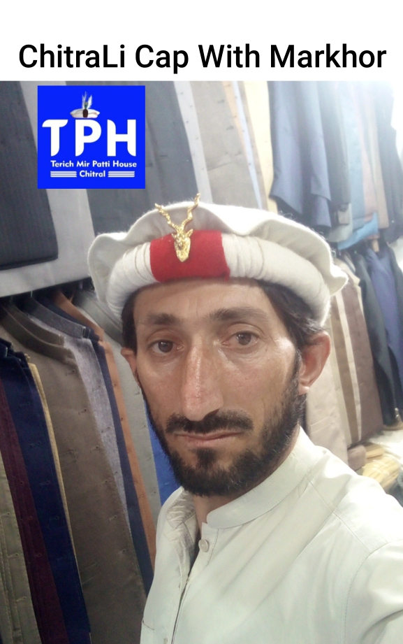 White Chitrali Cap with Markhor
