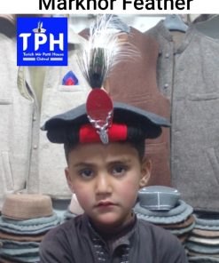 Black ChitraLi Children Cap Markhor Feather