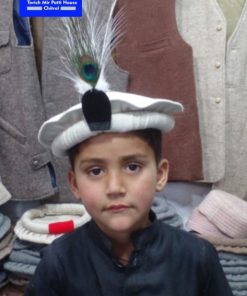 White ChitraLi Children Cap Feather