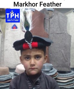 Black ChitraLi Children Cap Markhor Feather