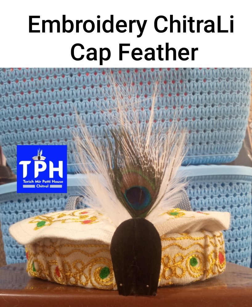 Embroidery Chitrali Cap With Feather