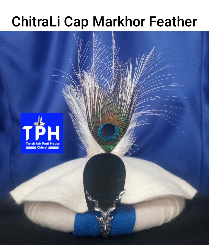 White ChitraLi Cap Markhor Feather