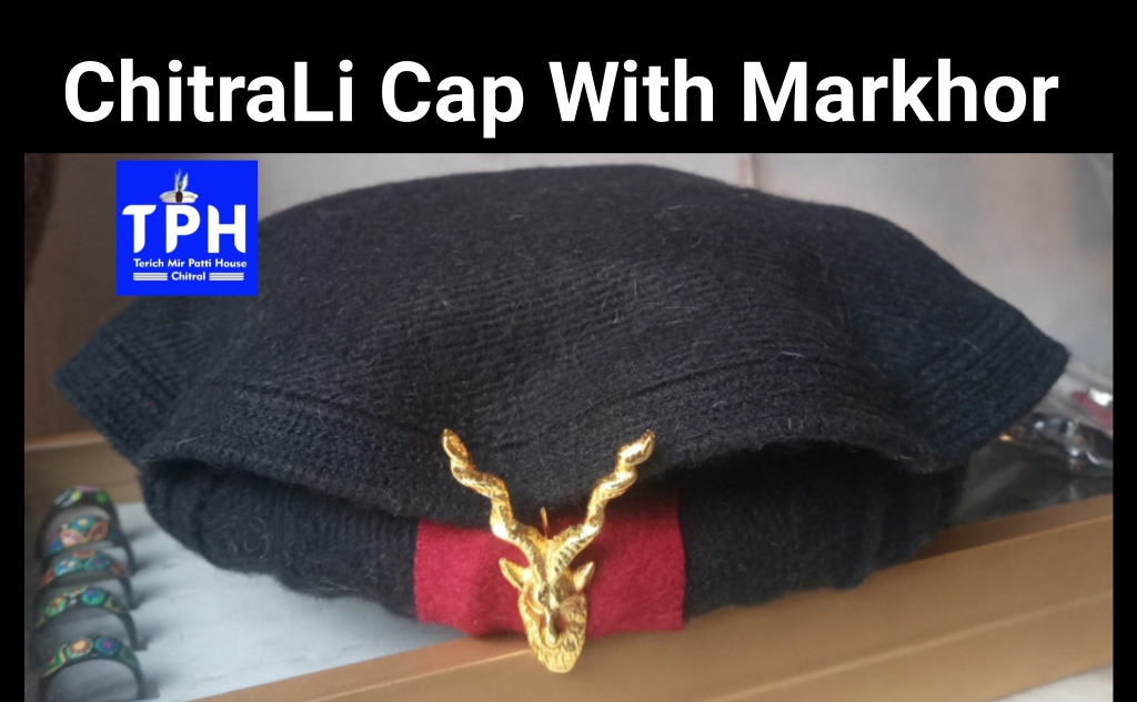 Black Chitrali Cap with Markhor