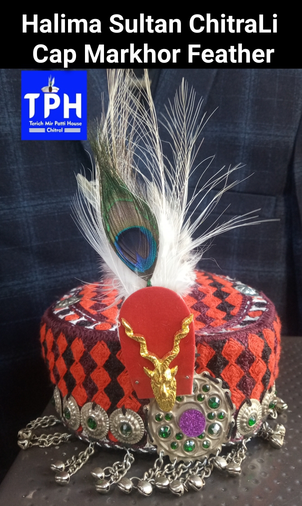 Halima Sultan Chitrali Cap With Markhor Feather