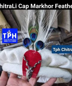 White ChitraLi Cap With Markhor Feather